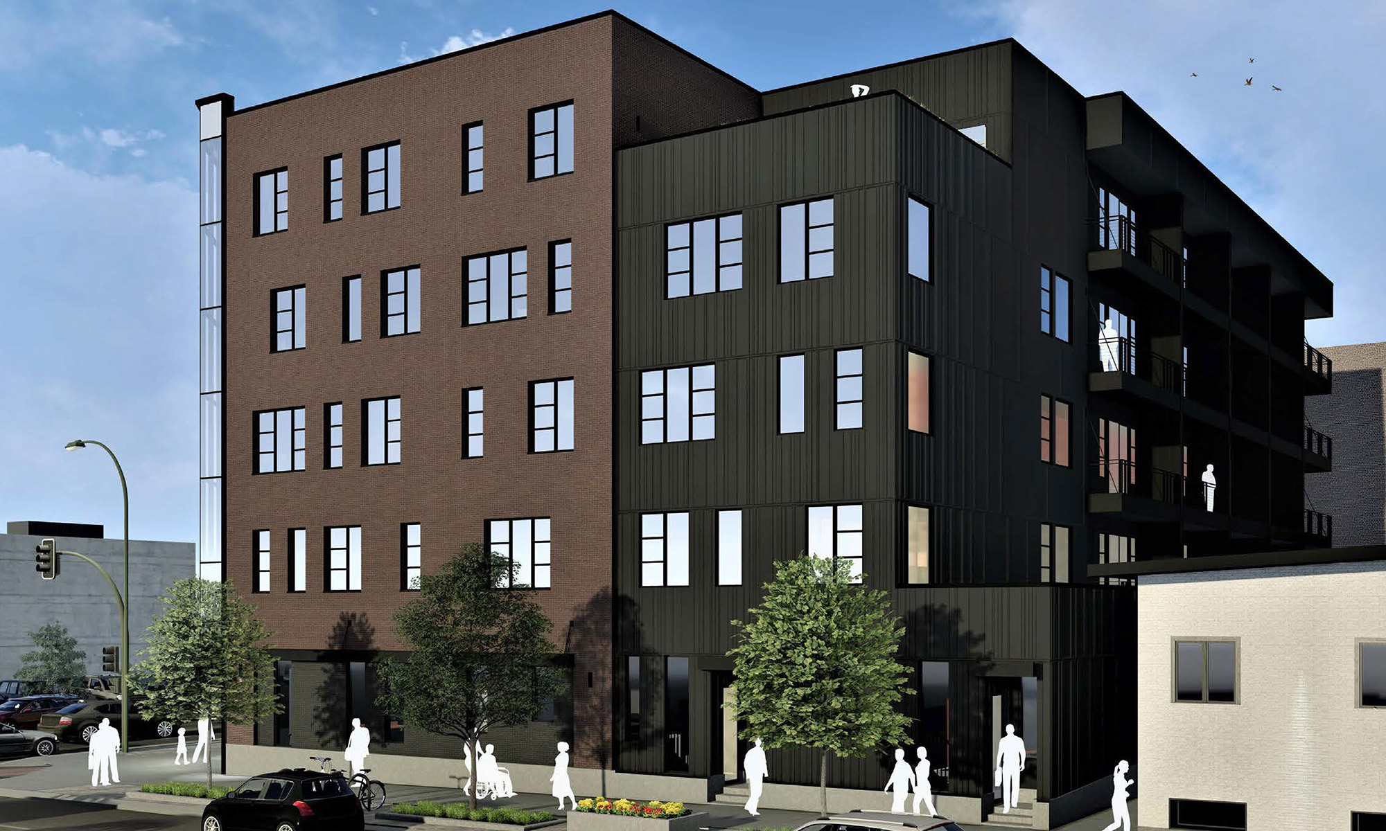 Park Place Condominiums, preliminary Curtis side rendering, courtesy of EVstudio