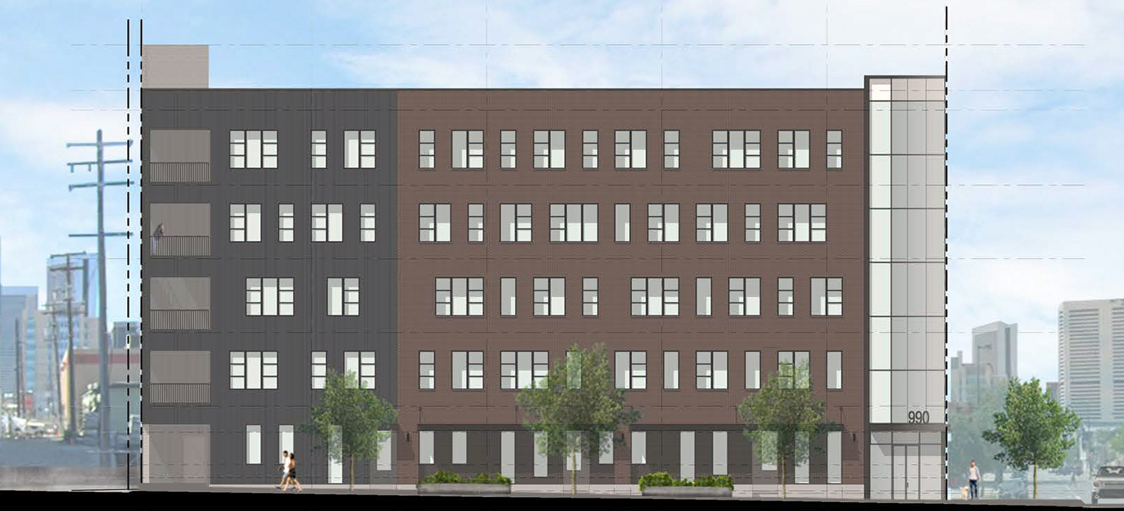 Park Place Condominiums, preliminary Park Avenue elevation, courtesy of EVstudio