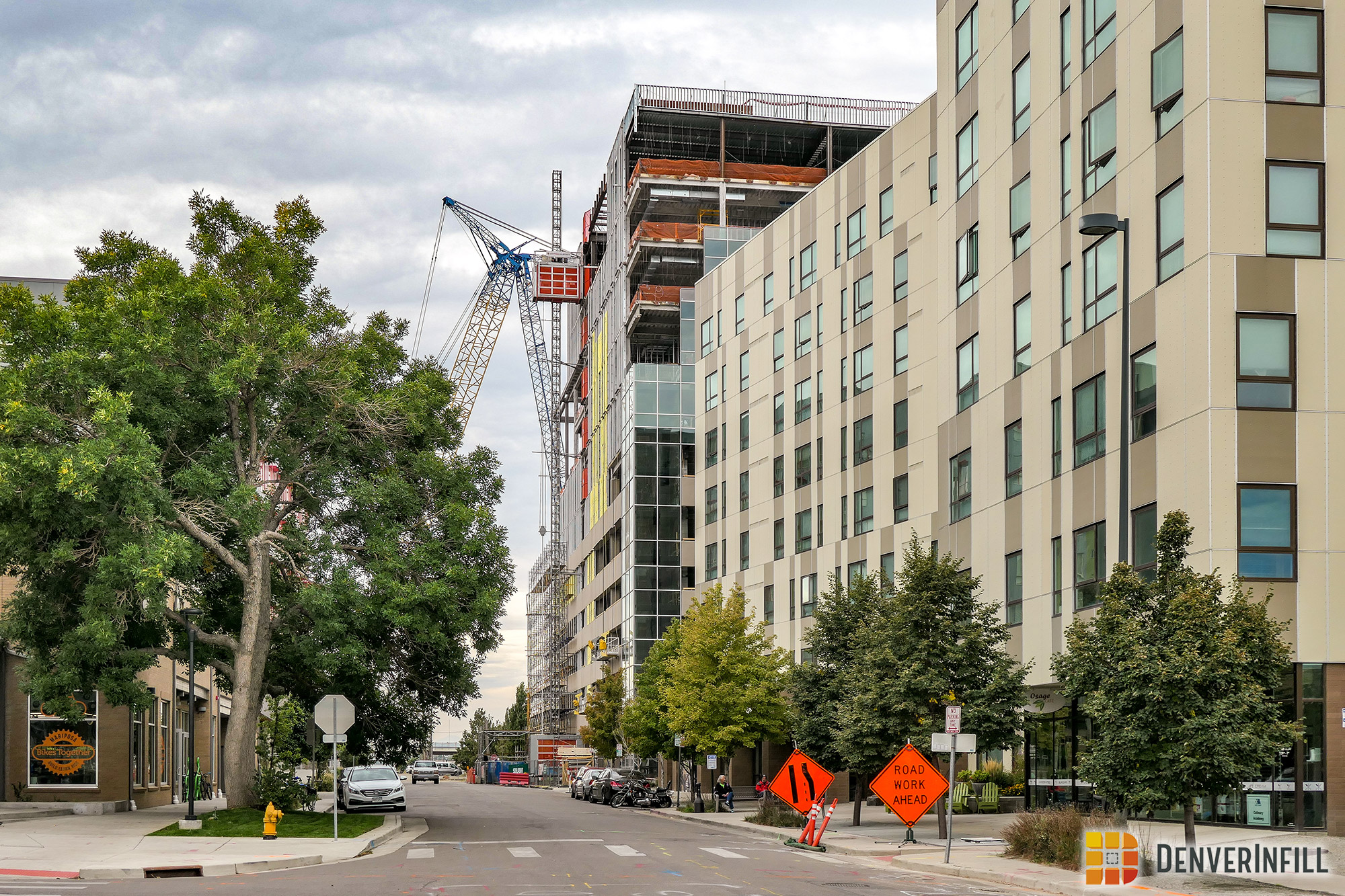 View of the DHA headquarters building under construction looking south on Osage Street